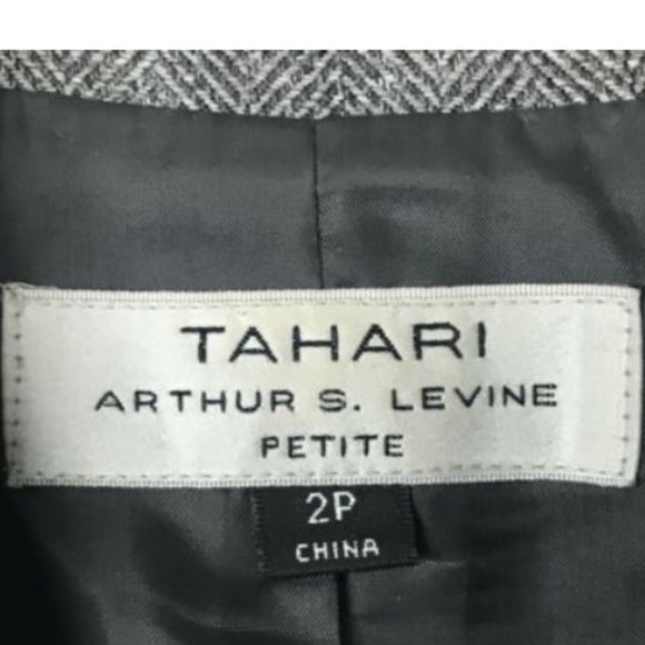 Tahari ASL Grey Herringbone One-Button Blazer  2P - Picture 2 of 5